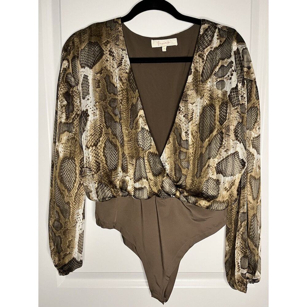 Fanco Snake Print Long Sleeve Bodysuit